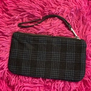 Marc Jacobs Black and blue plaid wristlet purse